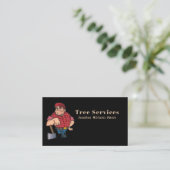 Professional Black & Red Tree Service Cartoon Guy Visitekaartje (Staand voorkant)