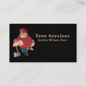 Professional Black & Red Tree Service Cartoon Guy Visitekaartje (Voorkant)