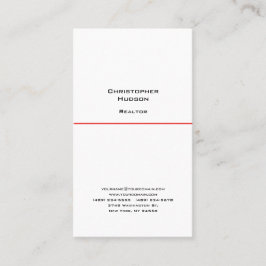 Professional Black Red White Simple Plain Realtor Visitekaartje