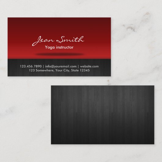 Professional Black & Red Yoga Instructor Visitekaartje (Voorkant / Achterkant)