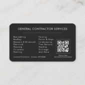 Professional Black & Silver Contractor QR Code Visitekaartje (Achterkant)