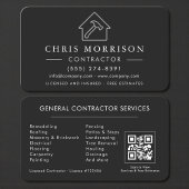 Professional Black & Silver Contractor QR Code Visitekaartje