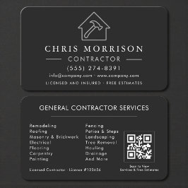 Professional Black & Silver Contractor QR Code Visitekaartje