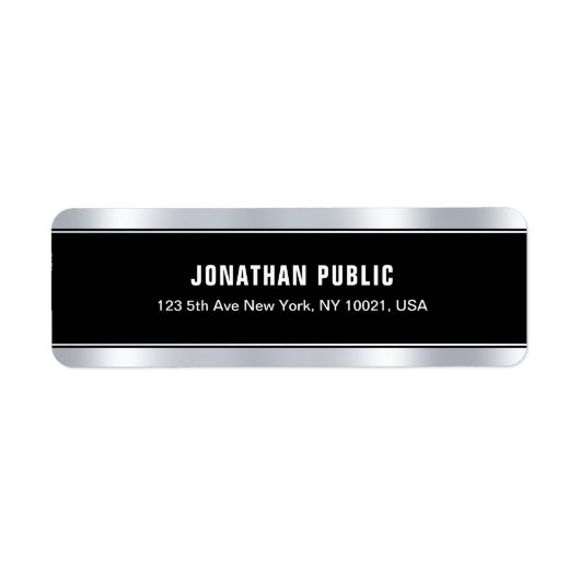 Professional Black Silver Elegant Sjabloon Moderne Etiket (Voorkant)
