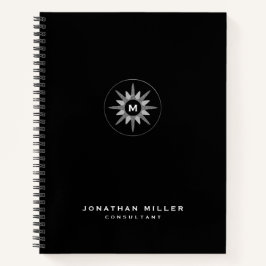 Professional Black & Silver Monogram Initiaal Notitieboek