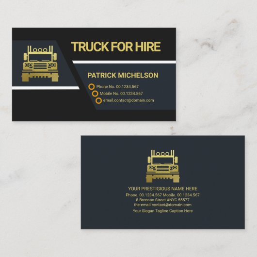 Professional Black Trapezium Lines Trucker Visitekaartje (Voorkant / Achterkant)