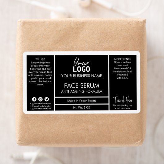 Professional Black White Border Face Oil Serum Etiket (Insitu)