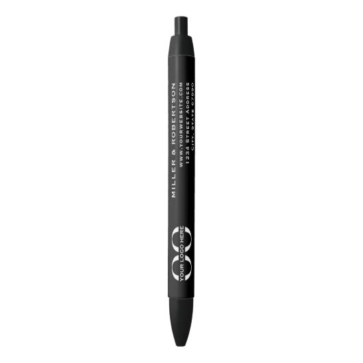 Professional Black White Company Logo Zwarte Inkt Pen (Voorkant Verticaal)