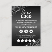 Professional Black White Hartelijk dank Visitekaartje (Achterkant)