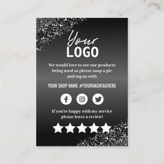 Professional Black White Hartelijk dank Visitekaartje (Achterkant)