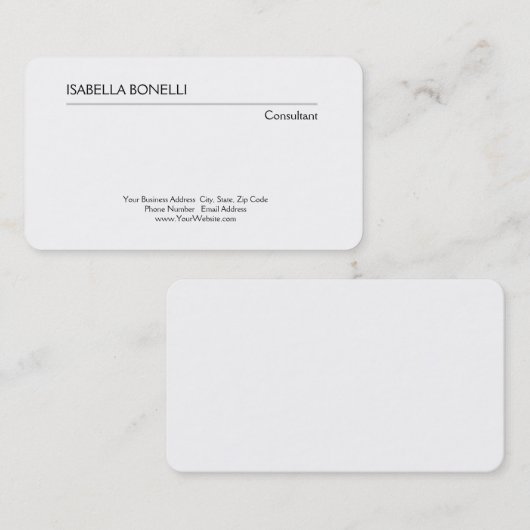 Professional Black White Minimalist Plain Creative Visitekaartje (Voorkant / Achterkant)