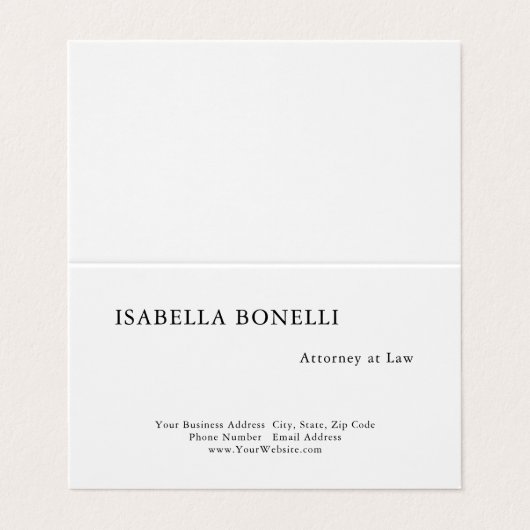 Professional Black White Minimalist Plain Creative Visitekaartje (Buitenkant ongevouwen)