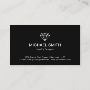 Professional Black White Modern Diamond Logo Visitekaartje