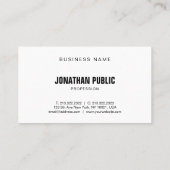 Professional Black White Modern Elite Minimalistis Visitekaartje (Achterkant)