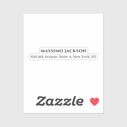 Professional black & white modern minimalist name sticker (Vel)