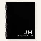 Professional Black White Monogram Initialen Notitieboek (Voorkant)