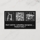 Professional Black & White Plumber Visitekaartje Klantenkaartje (Achterkant)