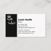 Professional Black & White Plumber Visitekaartje Klantenkaartje (Voorkant)