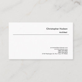 Professional Black White Simple Plain Architect Visitekaartje