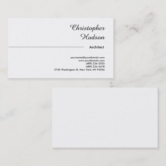 Professional Black White Simple Plain Architect Visitekaartje (Voorkant / Achterkant)