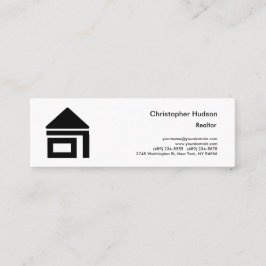 Professional Black White Simple Plain Realtor Mini Visitekaartje