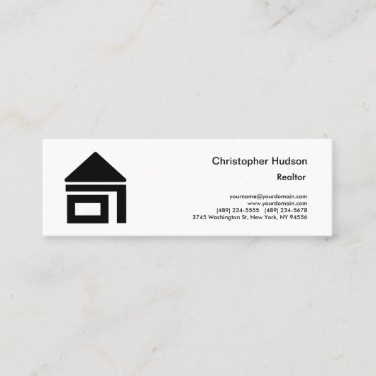 Professional Black White Simple Plain Realtor Mini Visitekaartje (Voorkant)