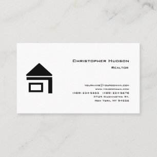 Professional Black White Simple Plain Realtor Visitekaartje