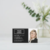 Professional Black White Voeg je foto-Logo toe Visitekaartje (Staand voorkant)