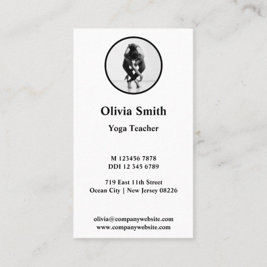Professional Black & White Yoga-Visitekaartje Klantenkaartje (Achterkant)