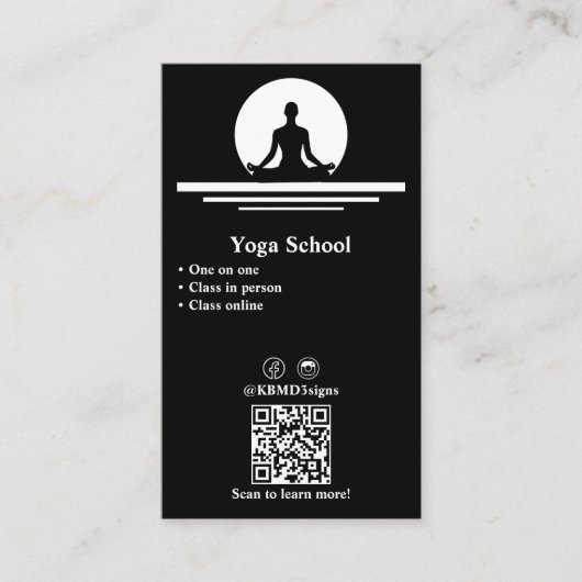 Professional Black & White Yoga-Visitekaartje Klantenkaartje (Voorkant)