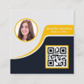 Professional Black Yellow voeg uw Logo QR Code toe Vierkante Visitekaartje (Voorkant)
