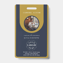 Professional Blue Brown Staff Identification ID Badge