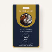 Professional Blue Brown Staff Identification ID Badge (Voorkant)