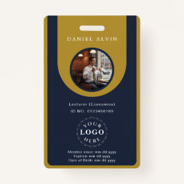 Professional Blue Brown Staff Identification ID Badge