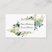 Professional Blue en Blush Waterverf Bouquet Visitekaartje (Voorkant)