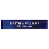 Professional Blue Faux Metal Custom Naambordje (Voorkant)