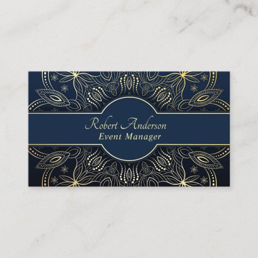 Professional Blue Gold Event Manager Visitekaartje (Voorkant)
