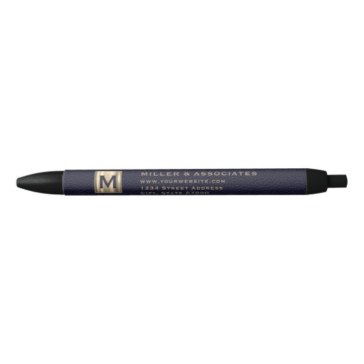 Professional Blue Gold Initiaal Logo Zwarte Inkt Pen (Voorkant)