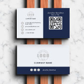 Professional Blue Grey voeg uw Logo QR Code toe Visitekaartje