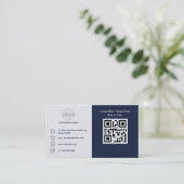 Professional Blue Grey voeg uw Logo QR Code toe Visitekaartje (Staand voorkant)