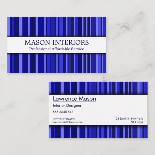 Professional Blue Interior Designer Visitekaartje (Voorkant / Achterkant)