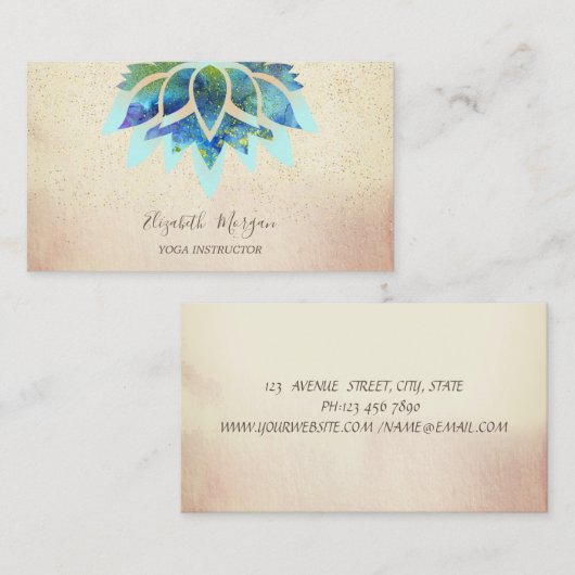 Professional Blue Lotus, Confetti Yoga Visitekaartje (Voorkant / Achterkant)