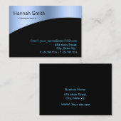 Professional Blue Metal Elegant Modern Black Visitekaartje (Voorkant / Achterkant)