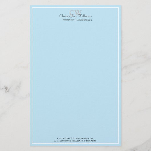 Professional Blue-minimalist Briefpapier (Voorkant)