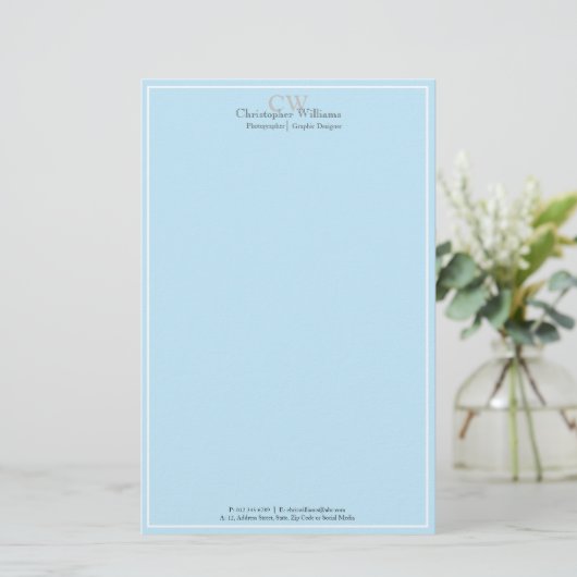 Professional Blue-minimalist Briefpapier (Staand voorkant)