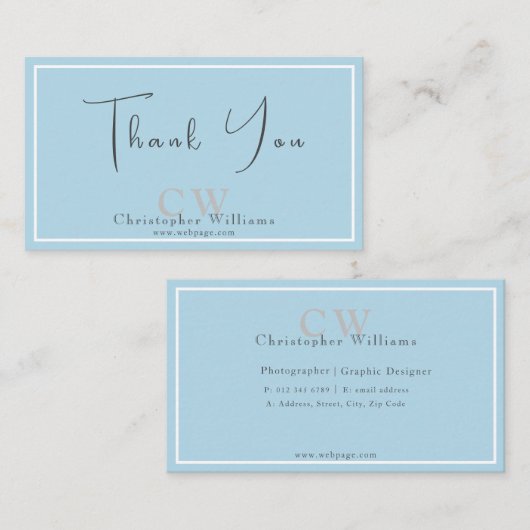 Professional Blue-minimalist - Hartelijk dank Visitekaartje (Voorkant / Achterkant)