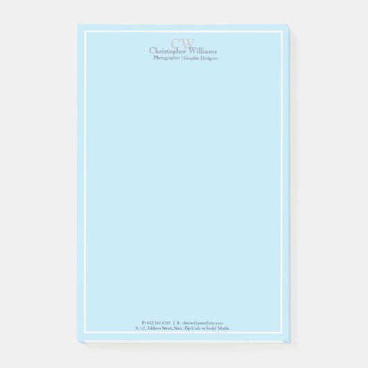 Professional Blue-minimalist Post-it® Notes (Voorkant)