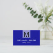 Professional Blue Solid Color Monogram Visitekaartje (Staand voorkant)