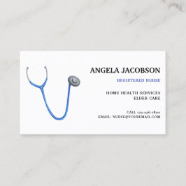 Professional Blue Stethoscope Nurse Business Card Visitekaartje