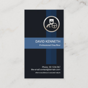 Professional Blue Stripes Silver Chauffeur Visitekaartje